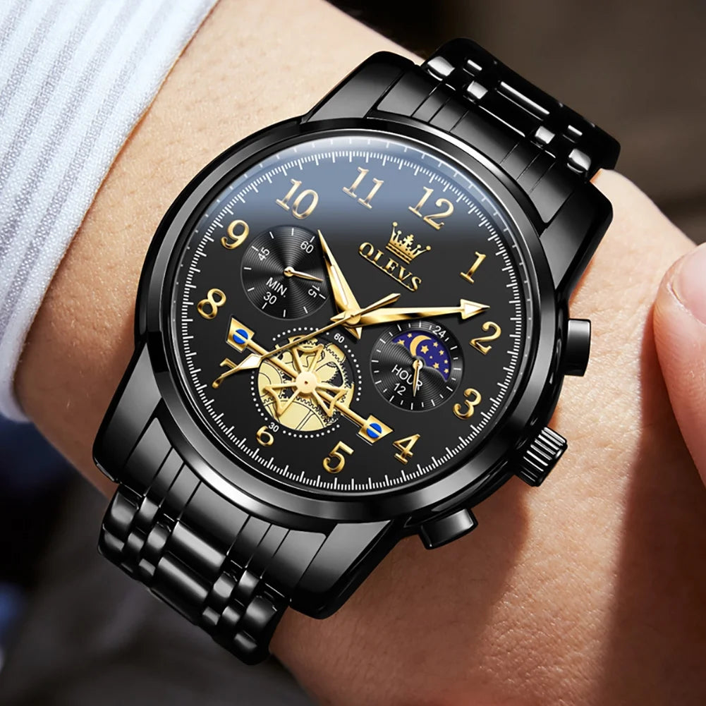 Watches for Men Classic with Date Business Dress Luxury Digital Gold/Black/Blue Waterproof Luminous Mens Wrist Watches Analog Two Tone Stainless Steel Male Reloj Para Hombre