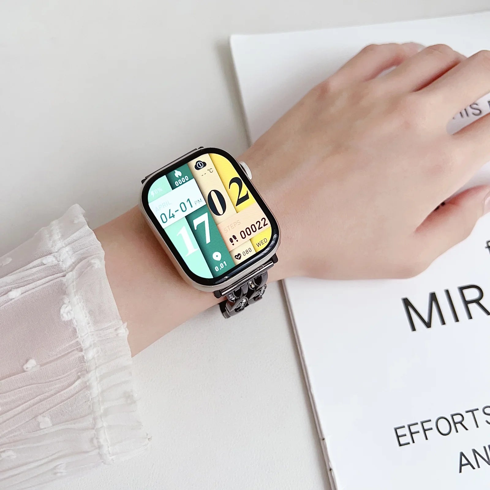 Bling Chain Bracelet Compatible for Apple Watch Band 38Mm 40Mm 41Mm, Women Dressy Glitter Diamond Rhinestone Zinc Alloy Fashionable Strap Bracelet for Iwatch Series 9 8 7 6 5 4 SE 3 2 1, Starlight