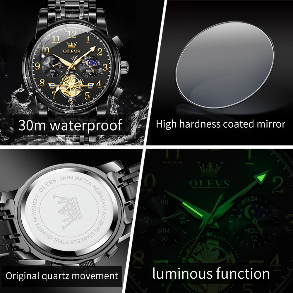 Watches for Men Classic with Date Business Dress Luxury Digital Gold/Black/Blue Waterproof Luminous Mens Wrist Watches Analog Two Tone Stainless Steel Male Reloj Para Hombre