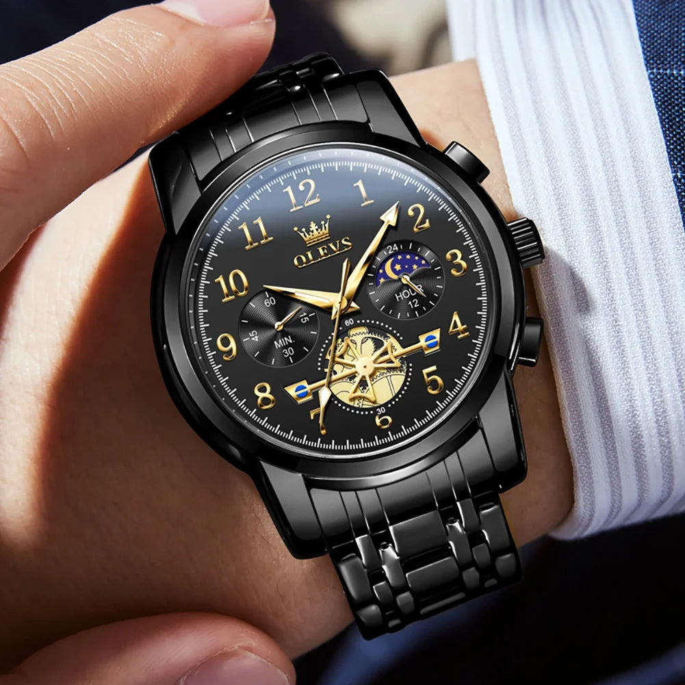 Watches for Men Classic with Date Business Dress Luxury Digital Gold/Black/Blue Waterproof Luminous Mens Wrist Watches Analog Two Tone Stainless Steel Male Reloj Para Hombre