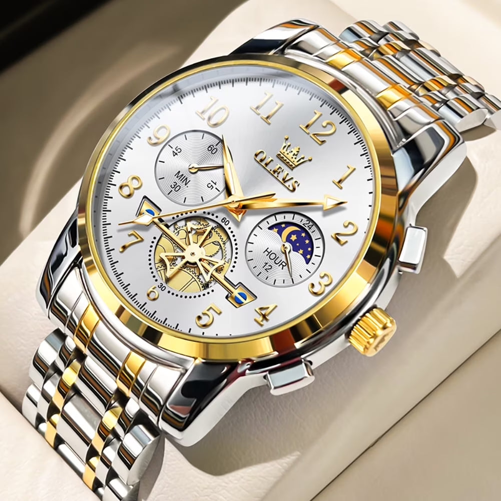 Watches for Men Classic with Date Business Dress Luxury Digital Gold/Black/Blue Waterproof Luminous Mens Watch