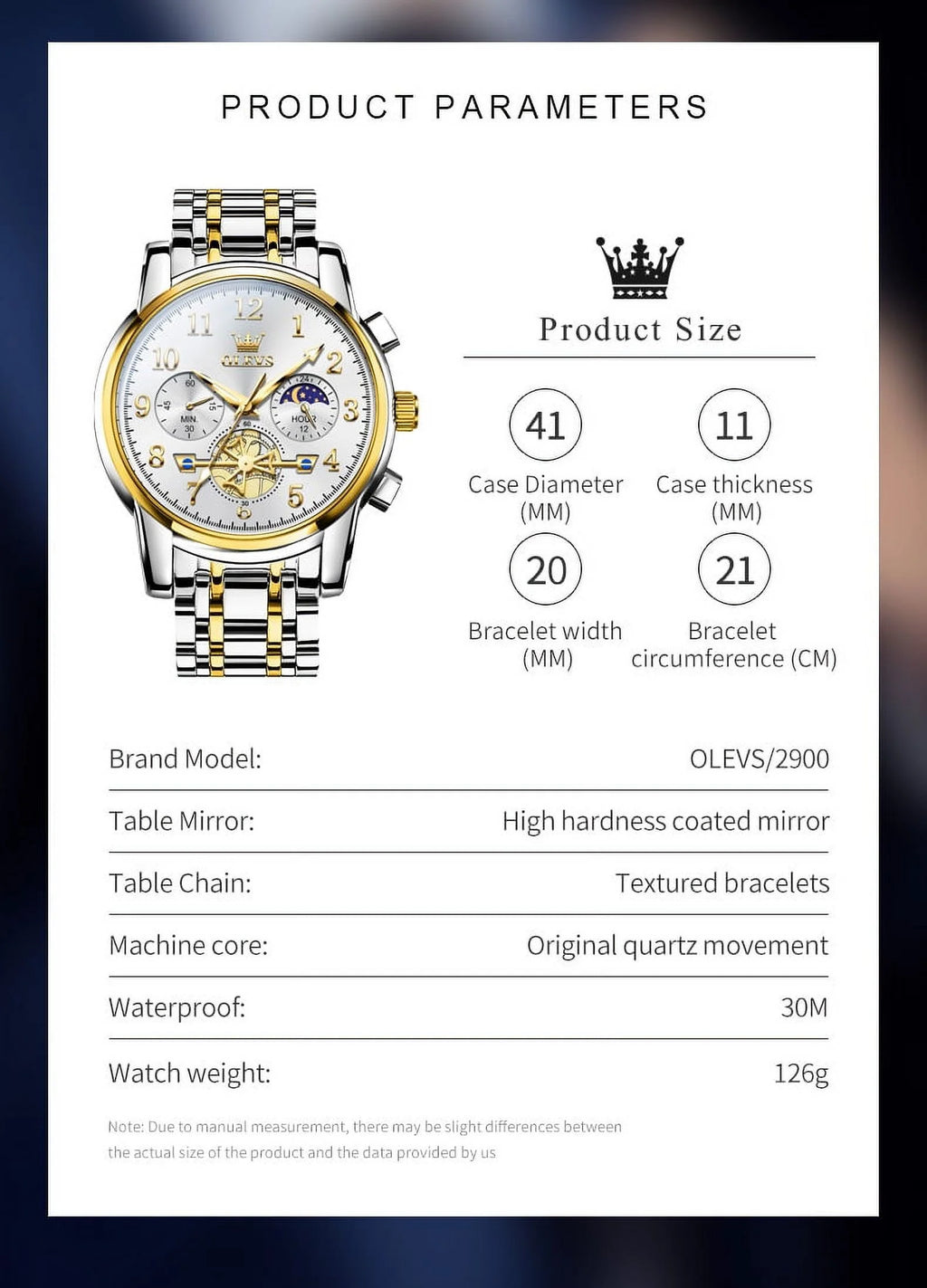 Watches for Men Classic with Date Business Dress Luxury Digital Gold/Black/Blue Waterproof Luminous Mens Wrist Watches Analog Two Tone Stainless Steel Male Reloj Para Hombre