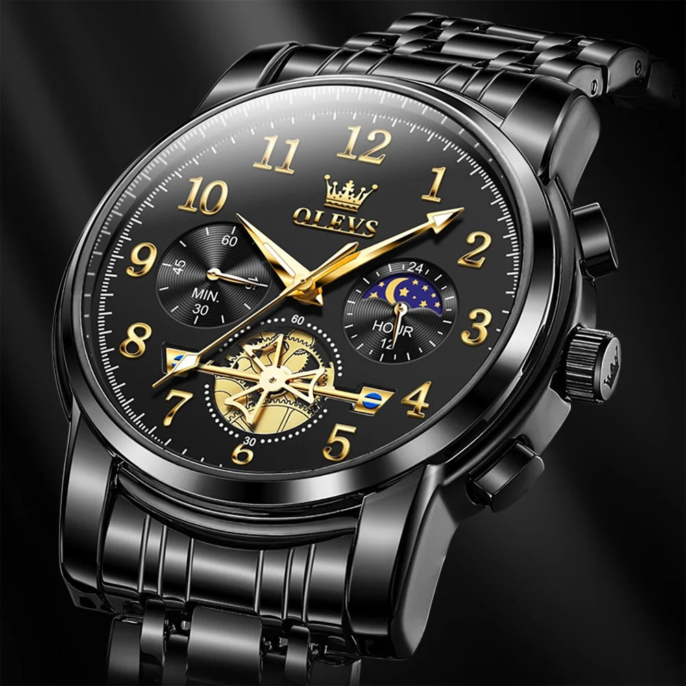 Watches for Men Classic with Date Business Dress Luxury Digital Gold/Black/Blue Waterproof Luminous Mens Wrist Watches Analog Two Tone Stainless Steel Male Reloj Para Hombre