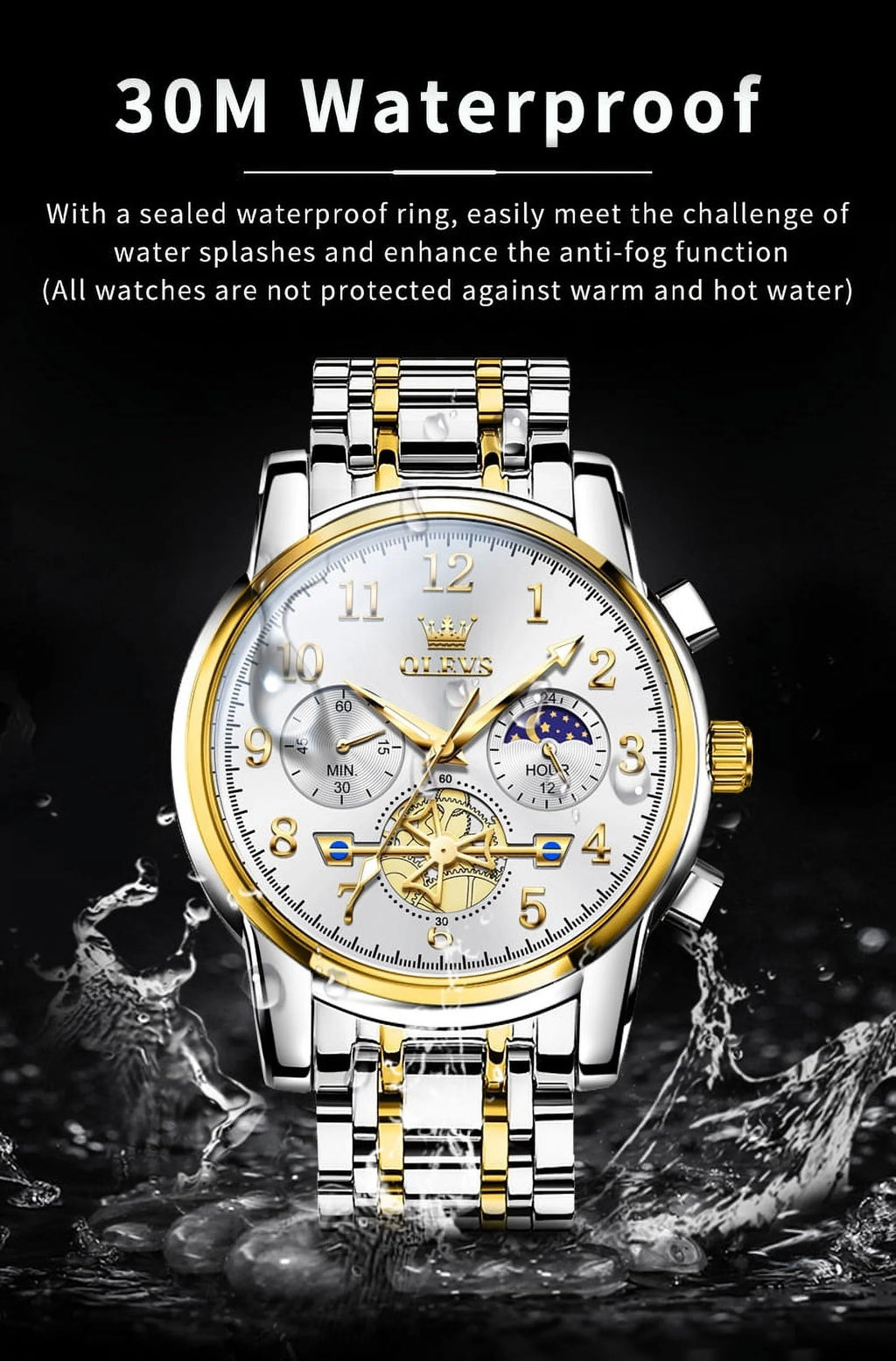 Watches for Men Classic with Date Business Dress Luxury Digital Gold/Black/Blue Waterproof Luminous Mens Wrist Watches Analog Two Tone Stainless Steel Male Reloj Para Hombre