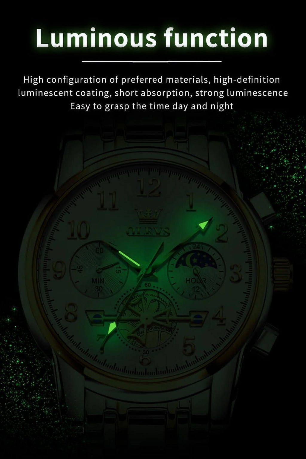 Watches for Men Classic with Date Business Dress Luxury Digital Gold/Black/Blue Waterproof Luminous Mens Wrist Watches Analog Two Tone Stainless Steel Male Reloj Para Hombre