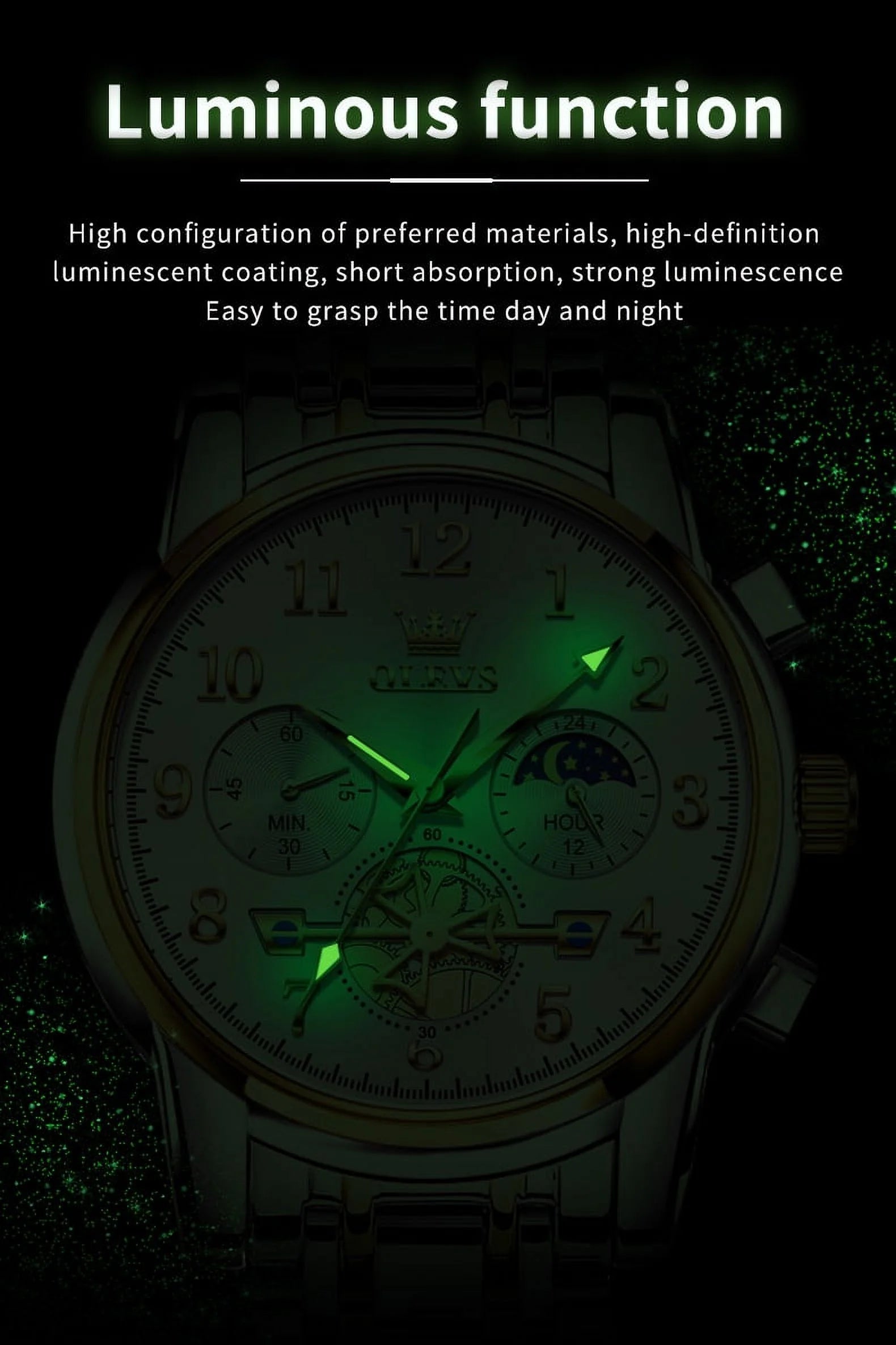 Watches for Men Classic with Date Business Dress Luxury Digital Gold/Black/Blue Waterproof Luminous Mens Wrist Watches Analog Two Tone Stainless Steel Male Reloj Para Hombre
