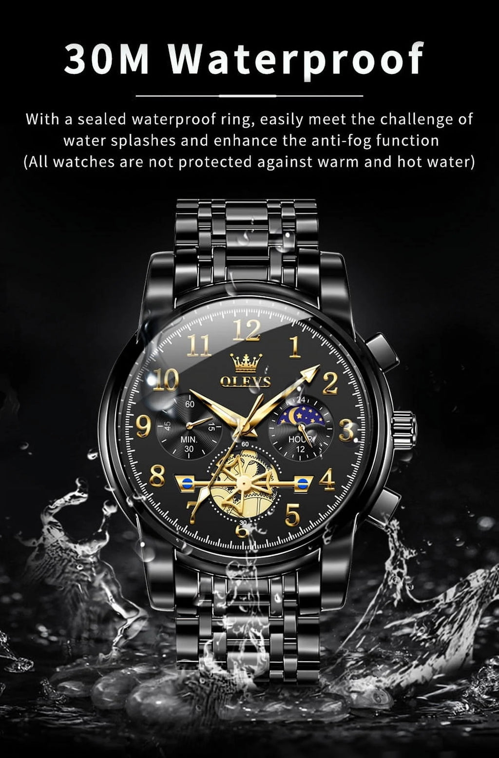 Watches for Men Classic with Date Business Dress Luxury Digital Gold/Black/Blue Waterproof Luminous Mens Wrist Watches Analog Two Tone Stainless Steel Male Reloj Para Hombre