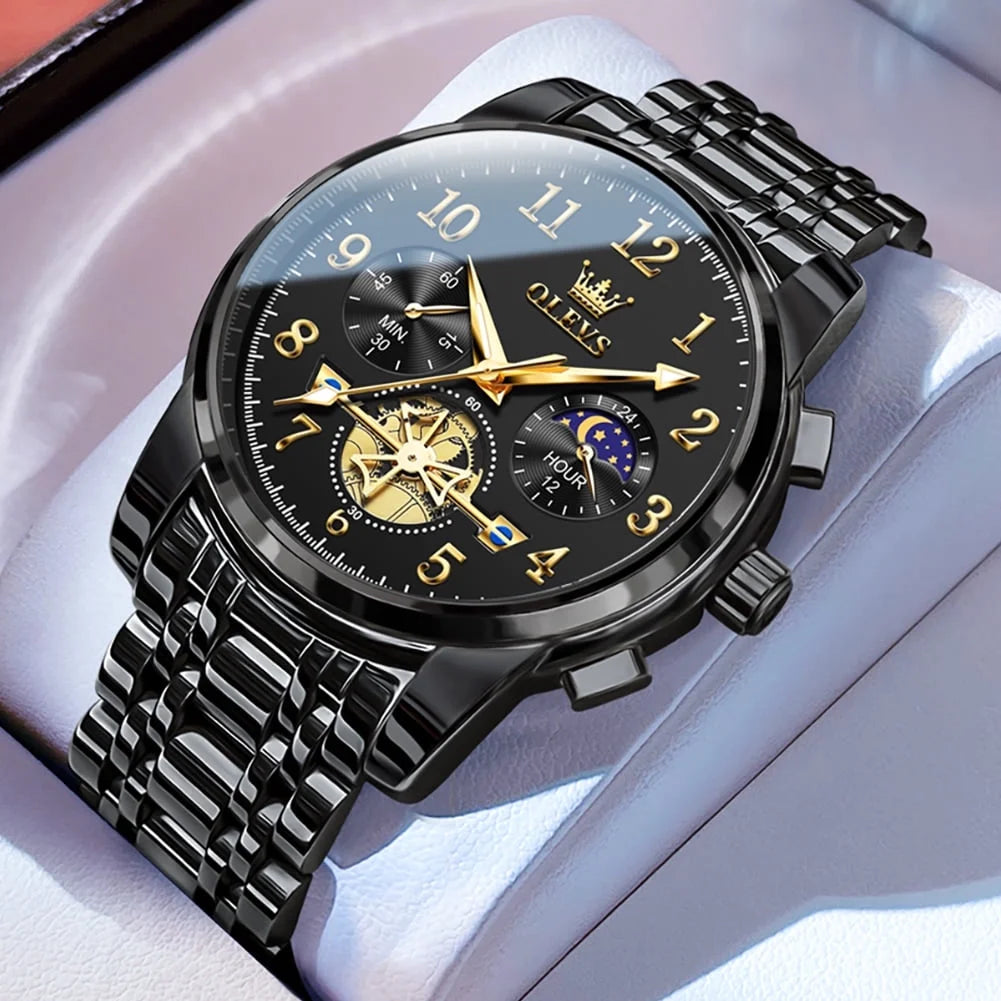 Watches for Men Classic with Date Business Dress Luxury Digital Gold/Black/Blue Waterproof Luminous Mens Watch