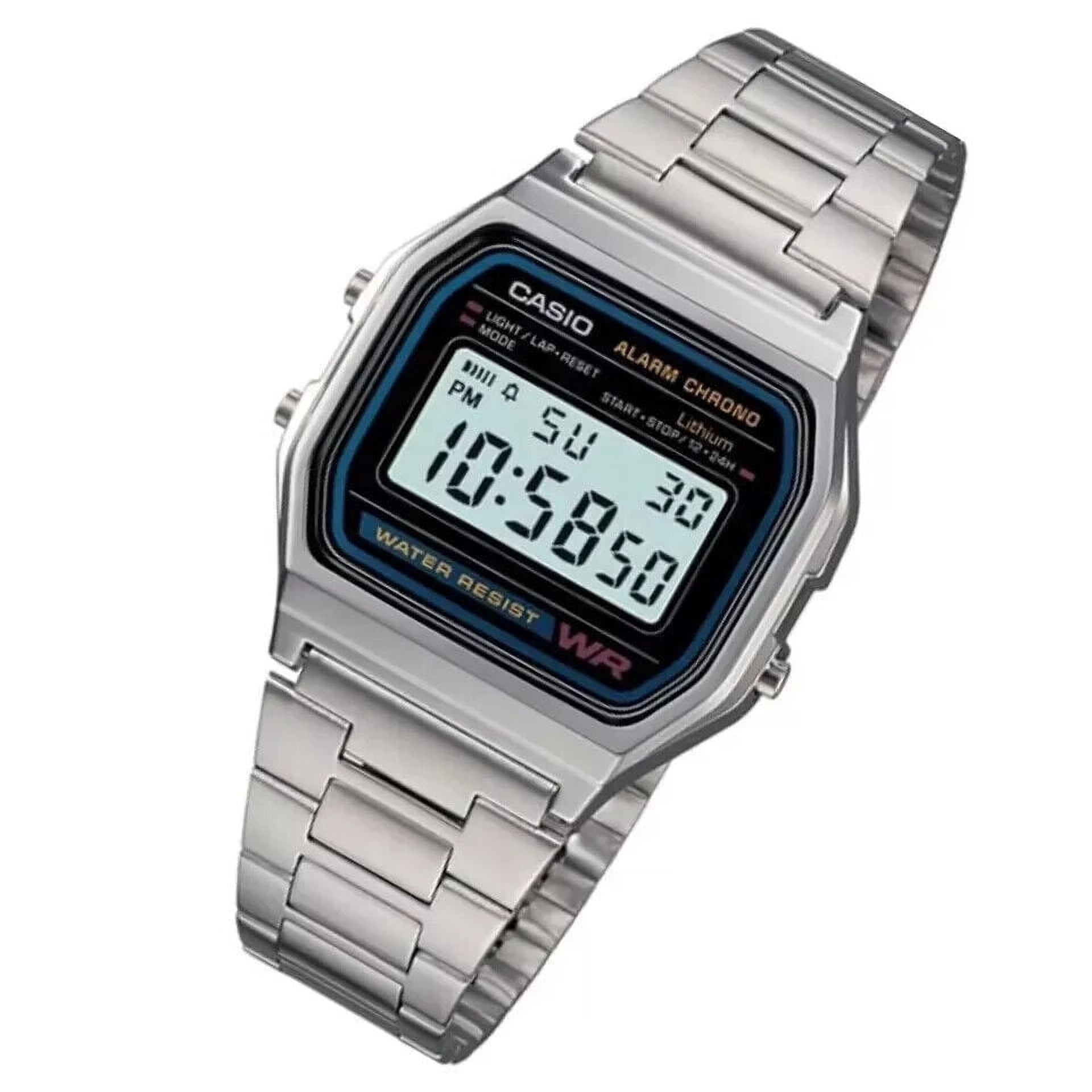 NEW  Retro Classic Unisex Digital Steel Bracelet Watch A158WA-1YES Silver