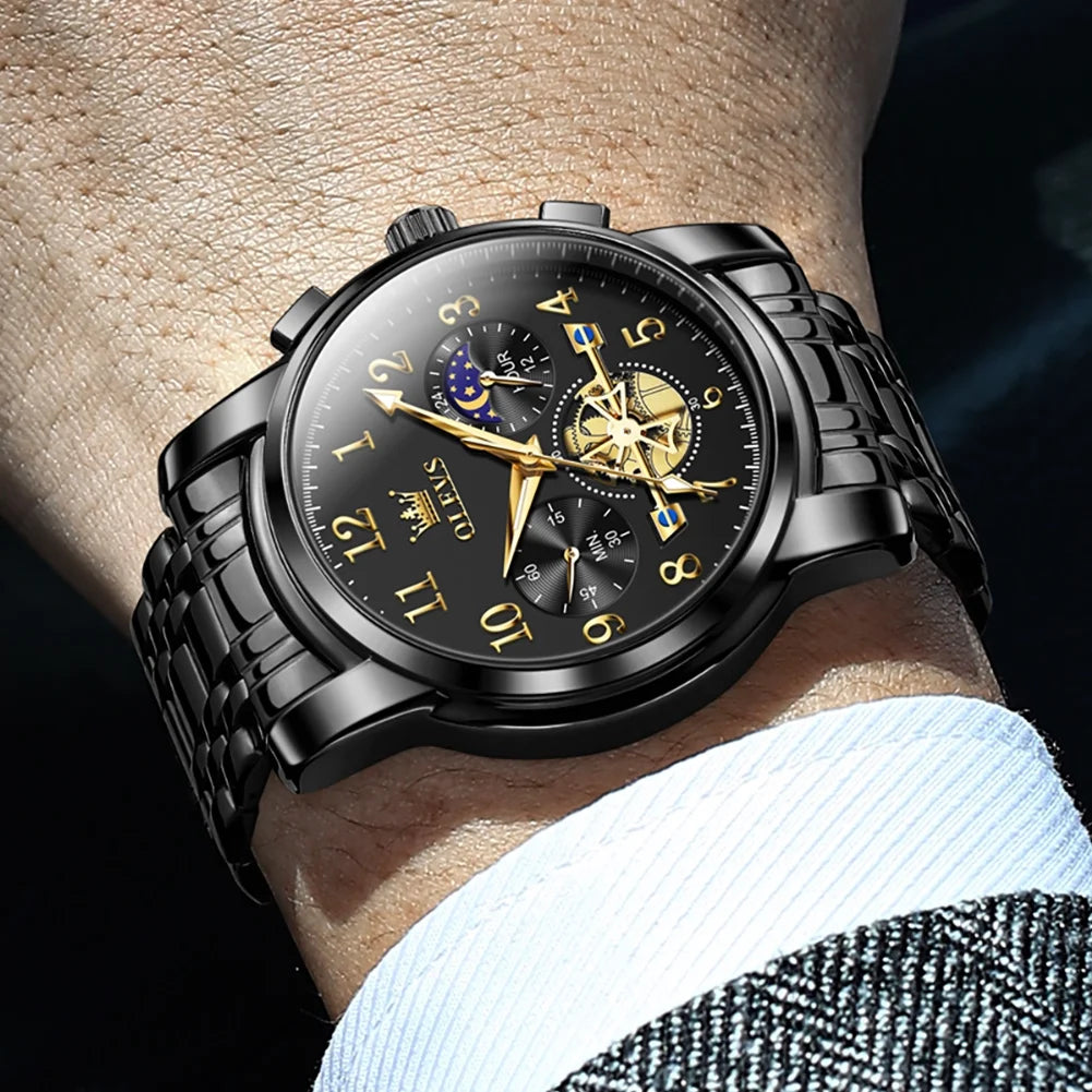 Watches for Men Classic with Date Business Dress Luxury Digital Gold/Black/Blue Waterproof Luminous Mens Wrist Watches Analog Two Tone Stainless Steel Male Reloj Para Hombre